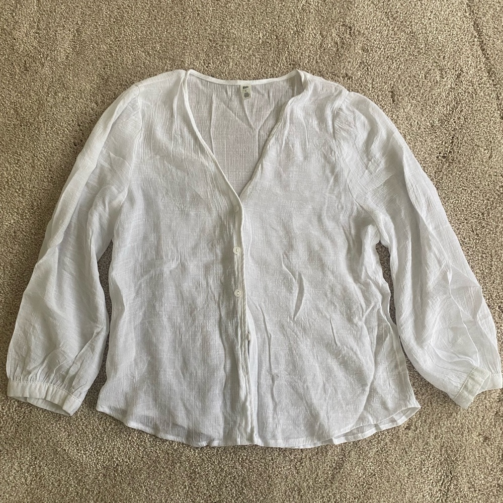 BP White Button-Up Women's Top